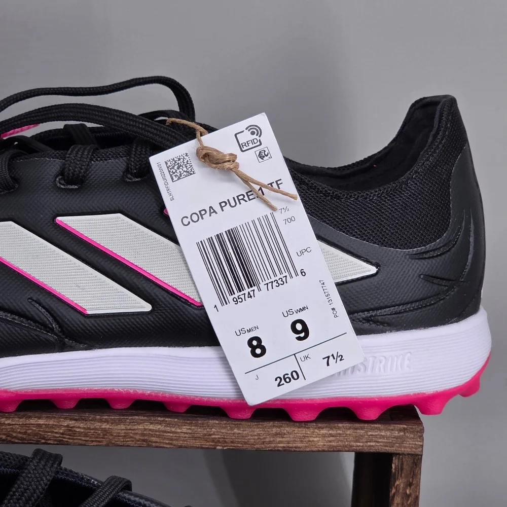 Adidas Copa Pure 1 TF Soccer Shoes Mens 8 Womens 9 Black Pink Turf Cleats NEW